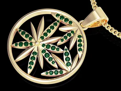 leaves pendant  jewelry gold silver 3D print model 3D print model