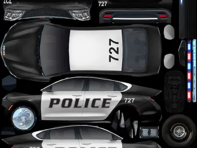 Generic Police v5 Sedan Low-poly 3D model