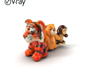Fluffy Animal Puppets Model Pack Low-poly 3D model