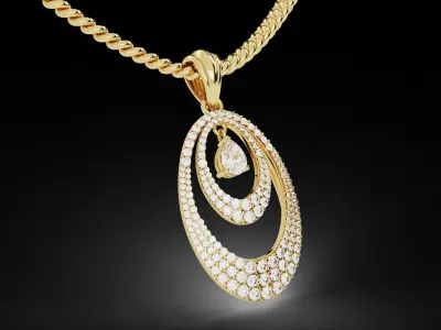 Double Layer Teardrop Diamond Pendant 3D print model