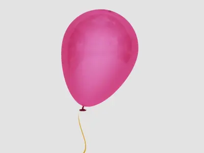 Valentines gift box with balloons 3D model