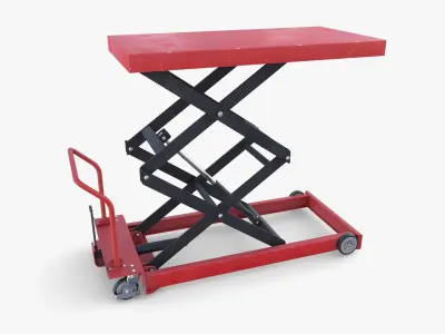 Animated Scissor Lift Table Red Low-poly 3D model