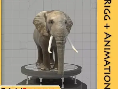 Elephant with tusks Low-poly 3D model