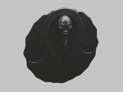 HR Giger inspired DEcoration Shield Low-poly 3D model