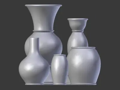 Old Rustic Decor Vase Set 3D model
