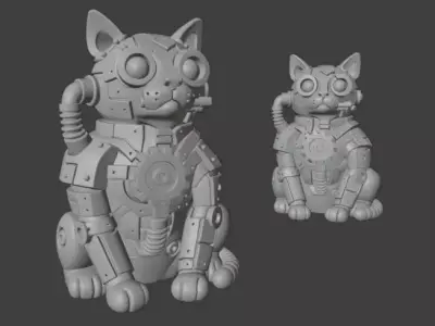 Mechanical Cat Sculpture 3D print model