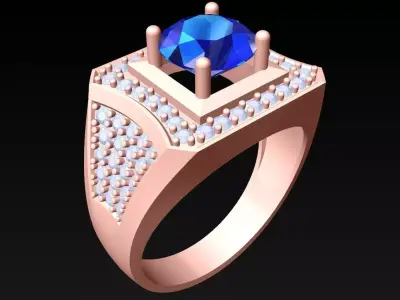 Diamond Rings - Mens Ring - N4146 3D print model