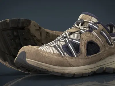Sneakers pair of hiking shoes Low-poly 3D model