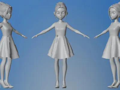 Ava Cartoon Girl Model 3D model
