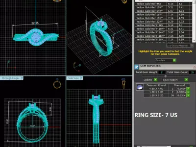 Luxury Wave Halo Pave Solitaire Diamond Ring CAD Design 3D print model