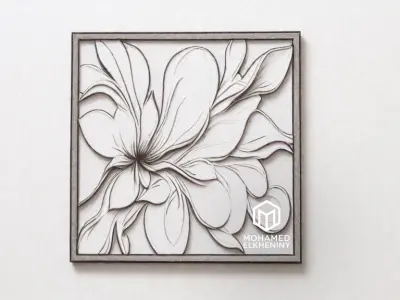 modern panel wall decor set wall relief mural CNC 129  3D model