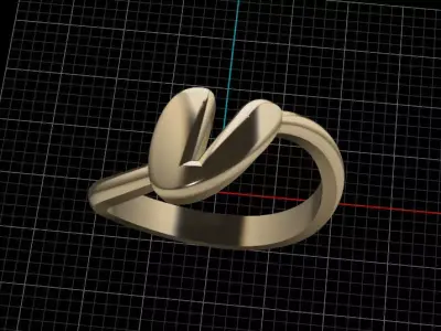 V alphabet baypass ring 3D print model