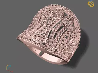 Women Stone Rings Diamond 3D print model 14