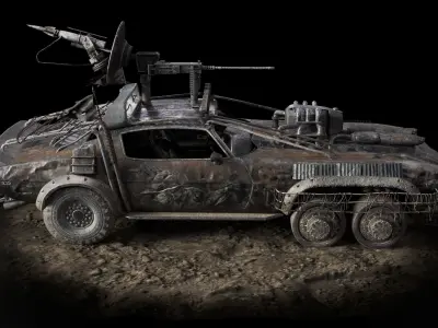 Post Apocalyptic Camaro Low-poly 3D model