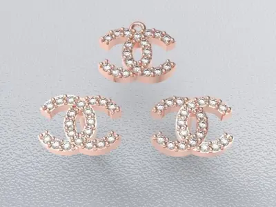 Diamond earrings-pendant 3D print model