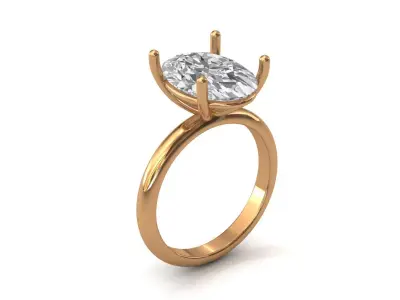 Classic 4-Prong Solitaire Engagement Ring 3D Model STL 3D print model