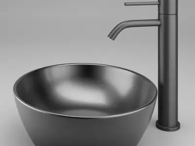 black bathroom sink 3D model