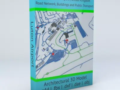 London Luton LTN Airport Roads Buildings and Public Transport 3D model