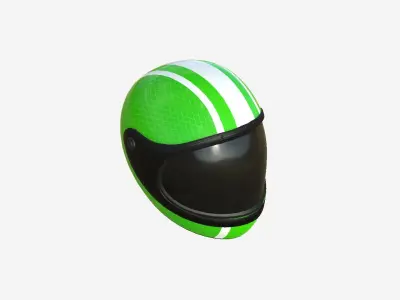 Cartoon Helmet Kart A04 Green - Character Design Low-poly 3D model