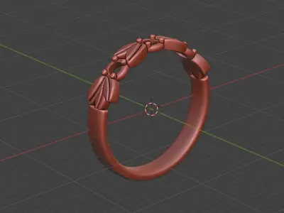 Floral Harmony Gemstone Ring - 3D print ready Free 3D print model