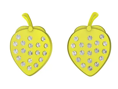 A4647 Diamond Strawberry Stud Earrings 3D Model 3D print model