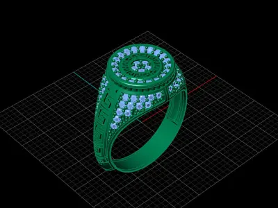 Print Ready STL 3DM  Gents Rings Diamond Men Ring  3D print model 100