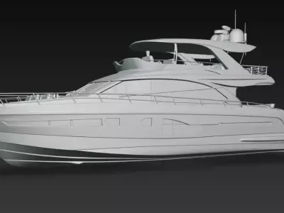Luxury Flybridge Motor Yacht - Modern Super Yacht Exterior Free 3D print model