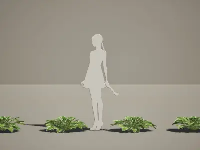 Street Garden in JAPAN - 4 Hosta Flower Grass Plant Low-poly 3D model