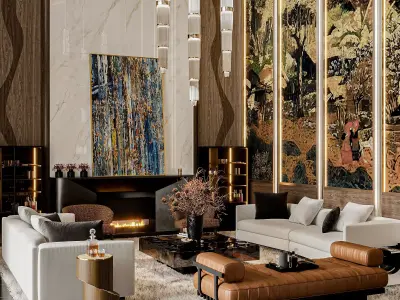 Living Room Interior Modern Luxury 3D model