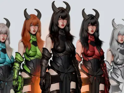 Cosmo Dragon Girl - Game Ready Low-poly 3D model