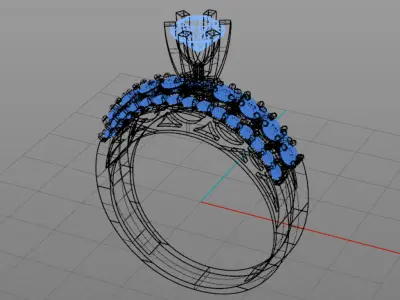 Halo Engagement  jewelry Ring with Cathedral Setting 3D print model