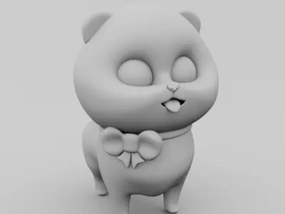 3d Pomeranian puppy dog Low-poly 3D model