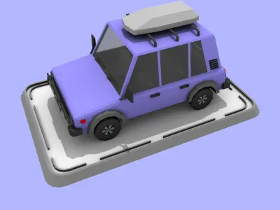 Cartoon Low Poly Jeep Crossover Car Low-poly 3D model