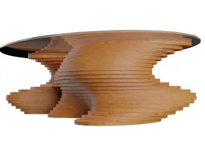 Parametric Wavy Wooden Furniture 01 - Coffee Table 3D model