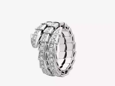 BULGARI - SERPENTI VIPER RING - DOUBLE COIL DIAMONDS  3D print model