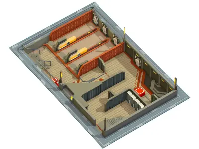 isometrical shooting room 01 Low-poly 3D model