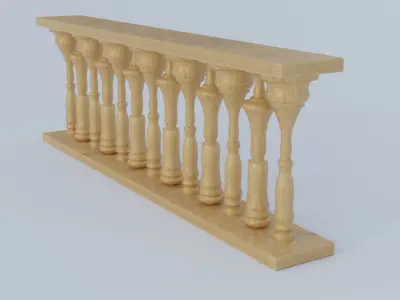 Classic Wooden Balustrade Ornate Fence Pillar 3D model