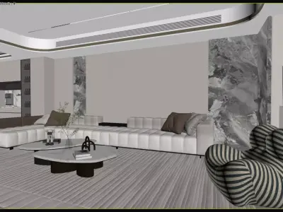 Modern Luxury Living Room with Minimalist Sophistication 3D model