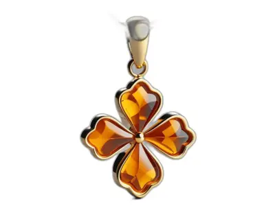 Gold Amber Clover Pendant Low-poly 3D model
