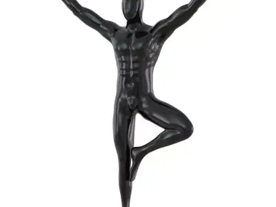Male abstract mannequin stands in yoga pose 111 3D model