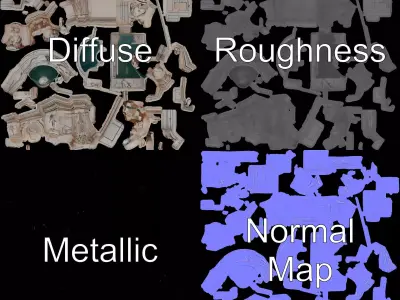 Ornate Marble Fountain model pack Low-poly 3D model