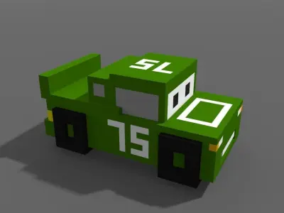 Voxel Green Car Low-poly 3D model