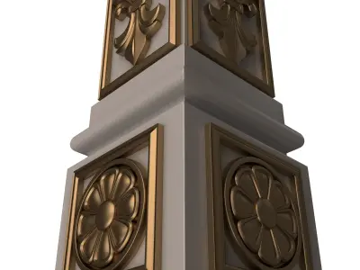 Stair Baluster 06 White Low-poly 3D model