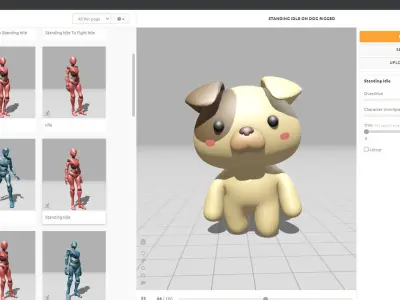 Chubby Dog Animated for Games Low-poly 3D model