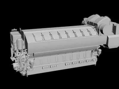 Wartsila Engine Marine Low-poly 3D model