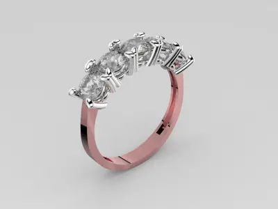 Woman ring Five Stones Wedding Ring 3d Model 3D print model