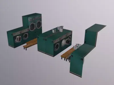 ShopFront Contents Launderette SIDE Low-poly 3D model