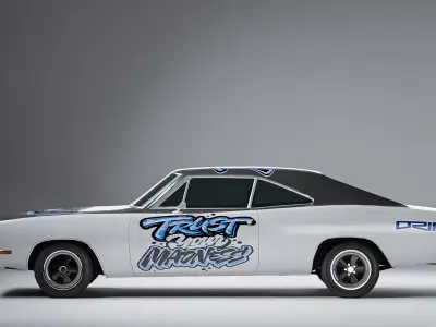 Low Poly Muscle Car with Custom Drift Livery Game Ready Asset Low-poly 3D model