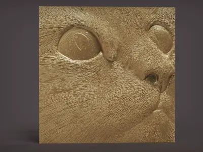 Cat head wall decor  for cnc carving 3D print model