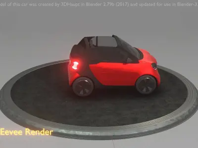 City Car 36 Small Convertible Open Type-E Red Low-poly 3D model
